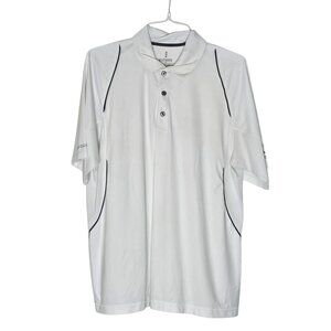 Men's Elevate Sport White Logo'ed Polo Golf Shirt Size Large